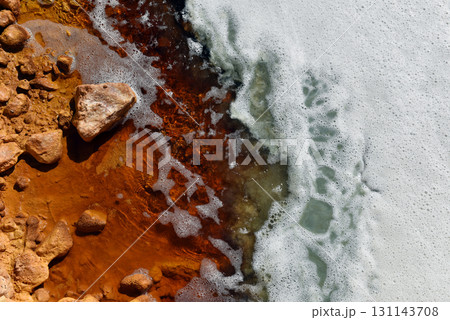 Toxic gold mining residual waters from gold mine flowing and polluting environment 131143708