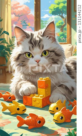 猫の癒し系イラスト / Cat - Healing & Cute Illustration 131144212