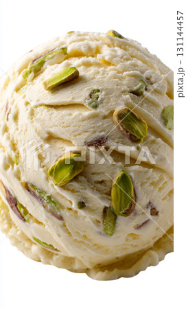 Enjoy a premium scoop of Iranian pistachio ice cream featuring rich flavors and crunchy pistachio pieces perfect for a warm day Enjoy a premium scoop of Iranian pistachio ice cream featuring rich flavors and crunchy pistachio pieces perfect for a warm day 131144457
