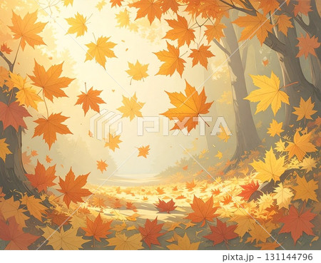 【AI生成画像】イラスト風　人里離れた深山の紅葉の風景 131144796