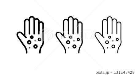Rash hand icon set line art and glyph design. 131145429