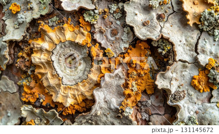 Detailed Macro Shot of Colorful Lichen Growth...のイラスト素材 [131145672] - PIXTA