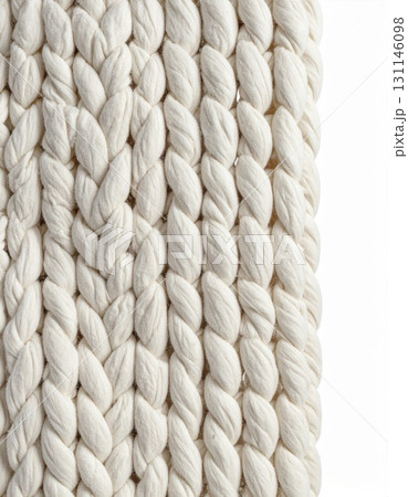 Detailed Braided Texture in Neutral White Tones with Soft Lighting on White Background 131146098