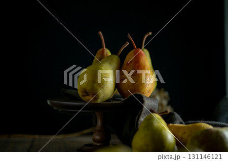 Still Life with Pears on Dark Background Still Life with Pears on Dark Background 131146121