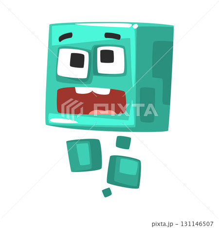 Comic Square Monster Character with Open Mouth Vector Illustration Comic Square Monster Character with Open Mouth Vector Illustration 131146507