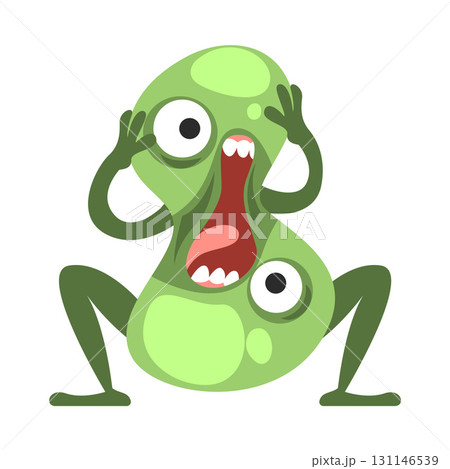 Comic Green Monster Character with Open Mouth Vector Illustration 131146539