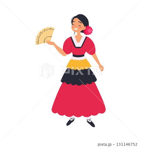 Mexican Woman Character in Traditional Clothes Vector Illustration 131146752
