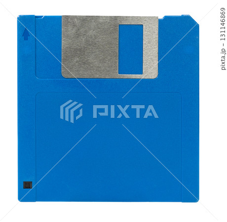 Blue floppy disk on transparent background 131146869