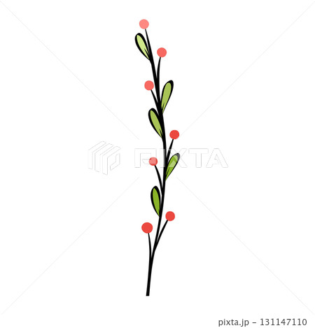 Decorative floral twig isolated illustration 131147110
