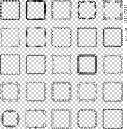Set of 25 vector vintage black frames on white background. Set of 25 vector vintage black frames on white background. 131147215