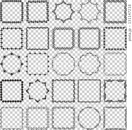 Set of 25 vector vintage black frames on white background. 131147218