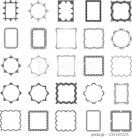 Set of 25 vector vintage black frames on white background. Set of 25 vector vintage black frames on white background. 131147225