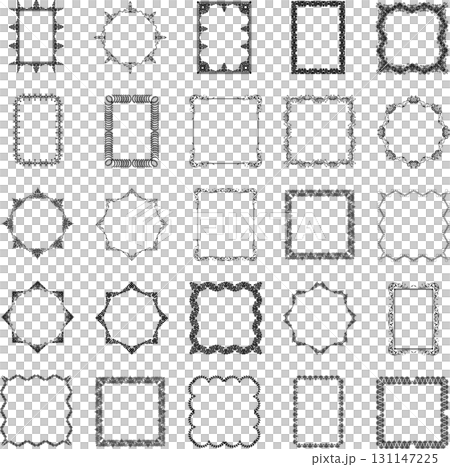 Set of 25 vector vintage black frames on white background. Set of 25 vector vintage black frames on white background. 131147225