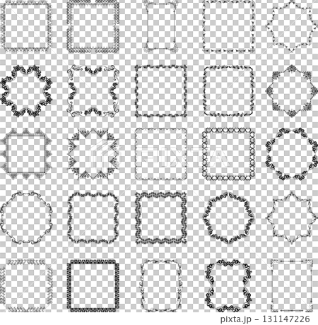 Set of 25 vector vintage black frames on white background. Set of 25 vector vintage black frames on white background. 131147226