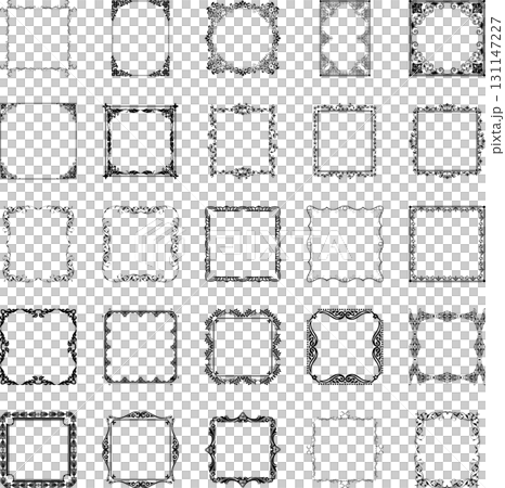 Set of 25 vector vintage black frames on white background. Set of 25 vector vintage black frames on white background. 131147227