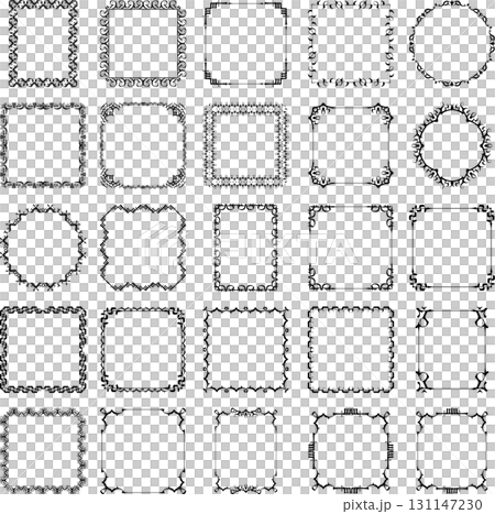 Set of 25 vector vintage black frames on white background. Set of 25 vector vintage black frames on white background. 131147230