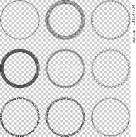 Set of 9 round vector vintage black frames on white background. Set of 9 round vector vintage black frames on white background. 131147234
