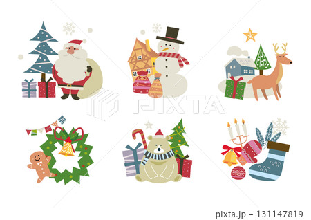 可愛い手書き風クリスマスイラスト素材 131147819