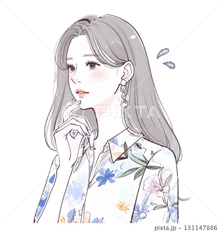 水彩画・手描き風の女性・女の子のイラスト素材 水彩画・手描き風の女性・女の子のイラスト素材 131147886