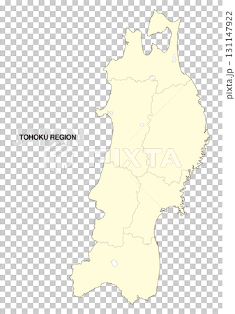 [日本地図] 東北地方の地図 (県境有り) 131147922
