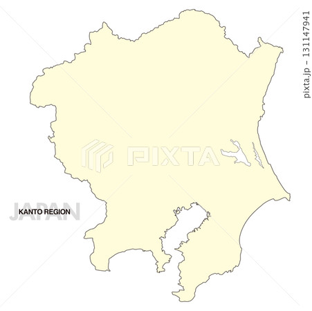 [日本地図] 関東地方の地図 (県境無し) 131147941