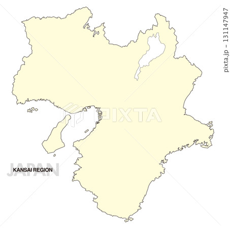 [日本地図] 近畿地方の地図 (県境無し) 131147947