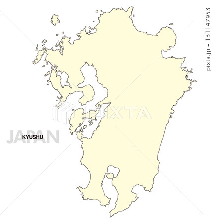 [日本地図] 九州の地図 (県境無し) 131147953