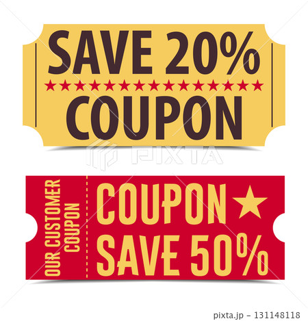 Special Offer Tickets Promotional Coupon Collection for Shopping and Sales 131148118