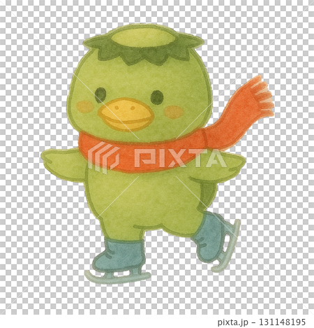 【冬】スケートを滑るカッパのイラスト 131148195