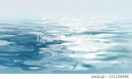 水彩風の海と水面の背景 光の反射と波の揺らぎ 131148496