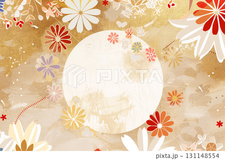 和風の金色背景と花の装飾デザイン 131148554