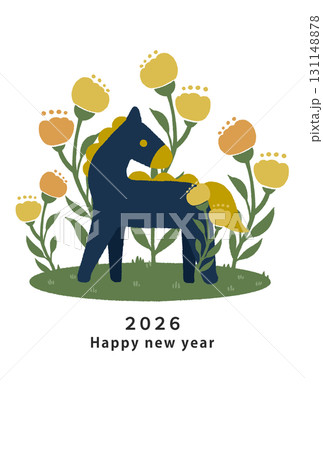 2026年 午年 年賀状テンプレート 2026年 午年 年賀状テンプレート 131148878