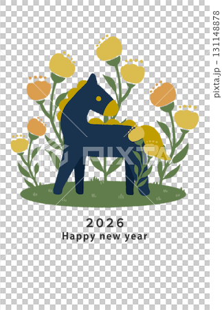 2026年 午年 年賀状テンプレート 2026年 午年 年賀状テンプレート 131148878