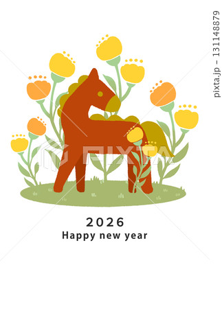 2026年 午年 年賀状テンプレート 2026年 午年 年賀状テンプレート 131148879