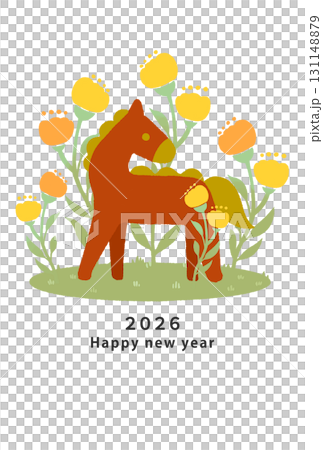 2026年 午年 年賀状テンプレート 2026年 午年 年賀状テンプレート 131148879
