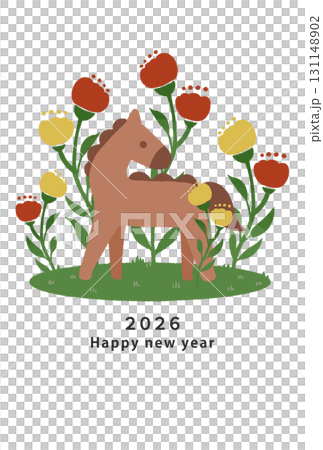 2026年　午年　年賀状テンプレート 131148902