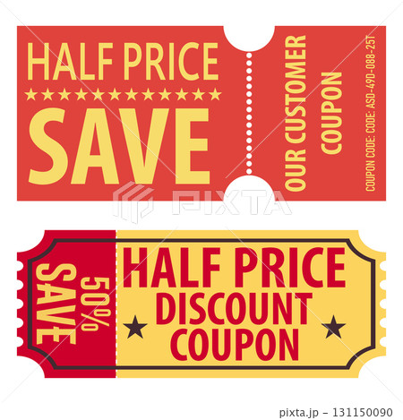 Retro Style Discount Coupons Vector Tickets for Marketing and Advertising Retro Style Discount Coupons Vector Tickets for Marketing and Advertising 131150090