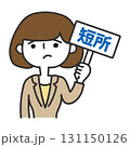 短所の札を上げる女性 131150126