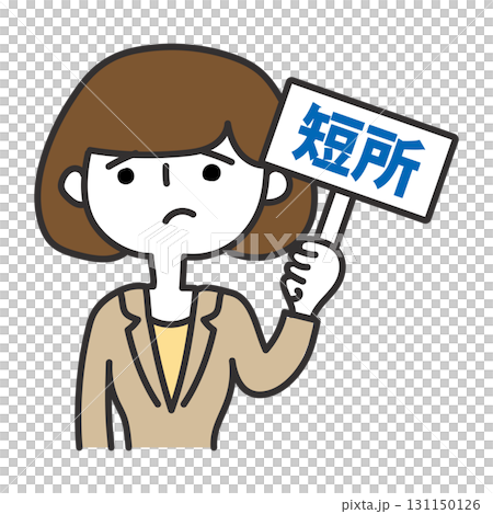 A woman raising a sign of weaknesses 131150126