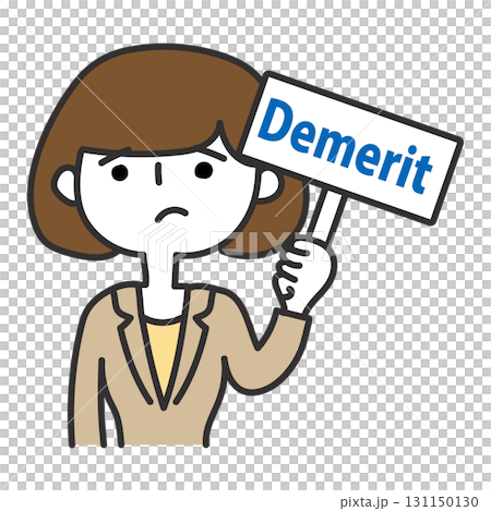 A woman holding up a demerit sign 131150130