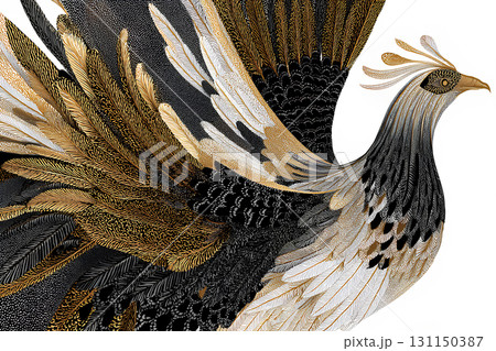 神秘的な鳳凰のテクスチャー。白背景-1 神秘的な鳳凰のテクスチャー。白背景-1 131150387