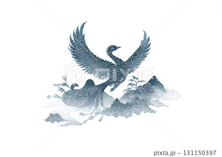 神秘的な鳳凰のテクスチャー白背景-2 神秘的な鳳凰のテクスチャー白背景-2 131150397