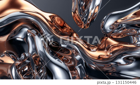 A shiny, metallic liquid with a gold and silver color 131150446