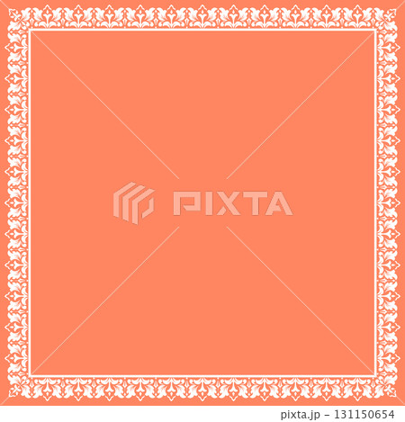 Decorative frame Elegant vector element for design in Eastern style, place for text. Floral pink and white border. Lace illustration for invitations and greeting cards 131150654