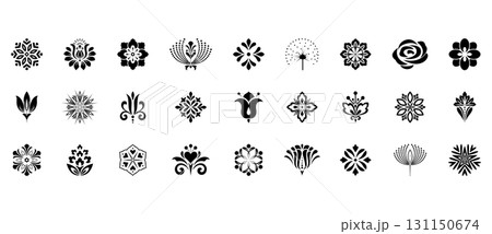 Flower icons set. Isolated elements for design. Vector graphics. Flower icons set. Isolated elements for design. Vector graphics. 131150674