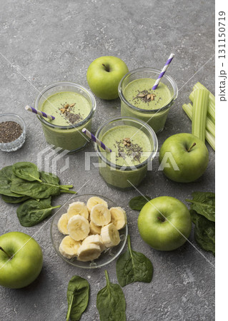 Green Smoothie with Spinach Celery Apple Chia Seeds Green Smoothie with Spinach Celery Apple Chia Seeds 131150719