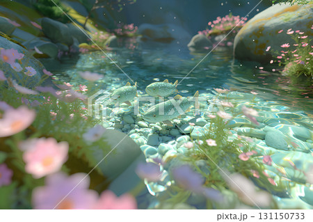 渓流に生息する淡水魚 131150733