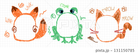 Child drawn frame borders with crayon markings 131150785