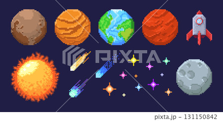 Colorful pixel planet collection 131150842