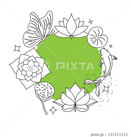 Round Lotus Floral, Line Art Illustration Vector Round Lotus Floral, Line Art Illustration Vector 131151111